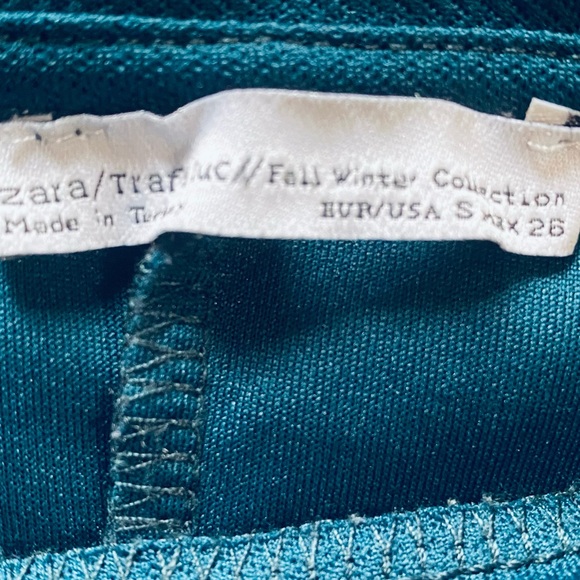 Women’s Small Dress Zara Teal Long Flare Sleeves Soft Textured U Neck - Picture 10 of 12